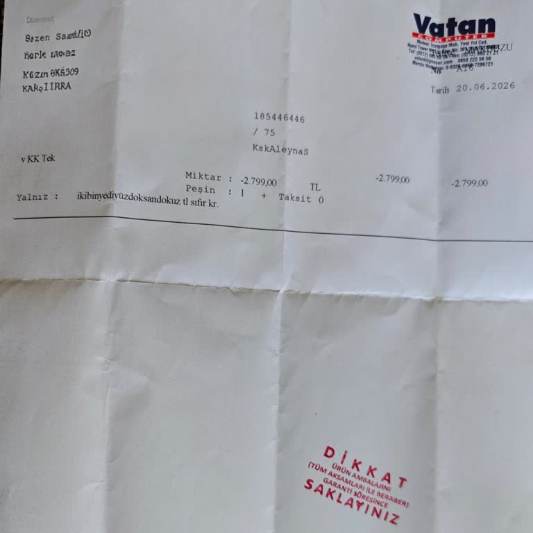 Vatan Bilgisayar İzmir Karşıyaka Mağazası İade Parasını 1 Hafta Geciktirdi