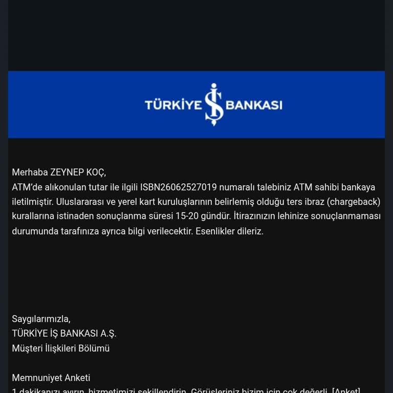 ATM Para Sıkışması Ve 15 Günlük İş Bankası İade Bekleyişi
