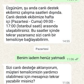 İade Ücretinin Ödenmemesi Ve Yanıtsız Müşteri Hizmetleri
