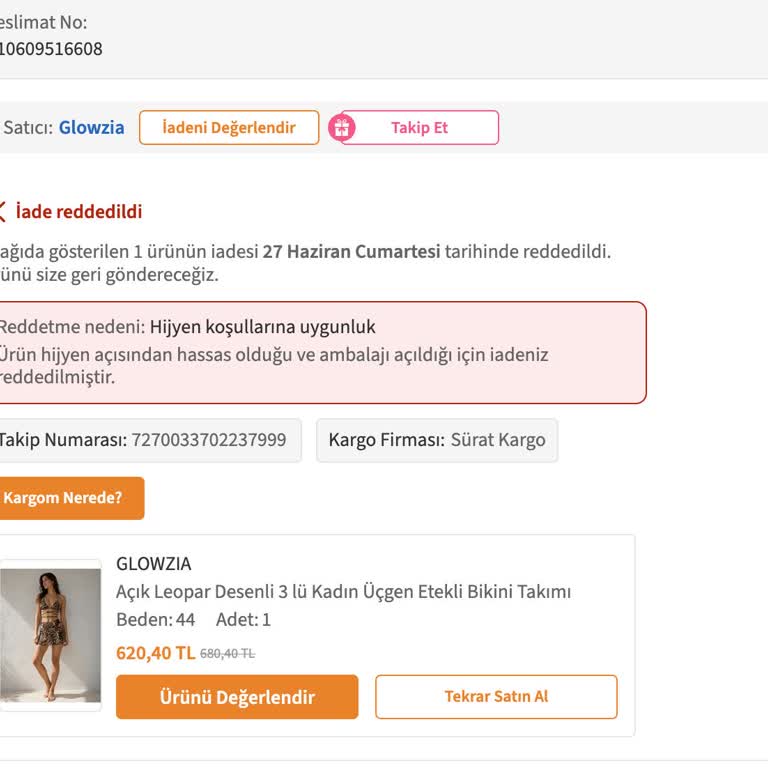 Trendyol Açılmamış Bikini Ürününün Kullanılmış Gibi İade Reddi Ve Satıcıdan Alaycı Yanıt