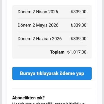 İzinsiz 3 Dönemlik Abonelik Ve 1017 TL Ücret İptali Talebi