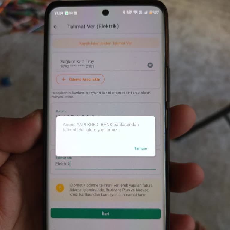 Yapı Kredi Otomatik Ödeme Talimatı Silinmediği İçin Elektrik Faturam Ödenemiyor