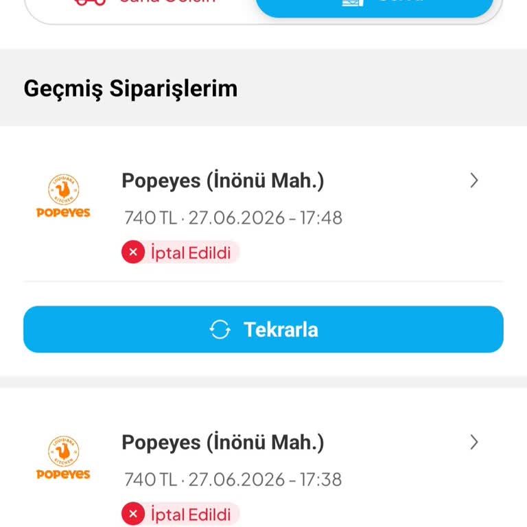 İptal Edilen Popeyes Siparişinin Ücreti Geri Ödenmiyor Ve 8 Gün Bekletiliyor