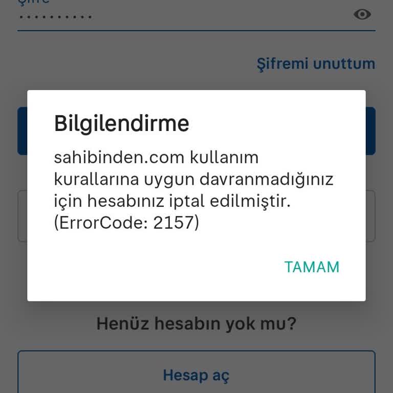 Hesabımın Çelişkili Kapatılması Ve Açma İmkanı İptali