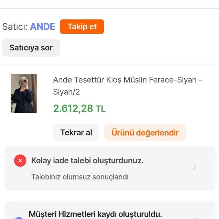Satıcı Eksik Kuşak İddiası Nedeniyle İadem Reddedildi