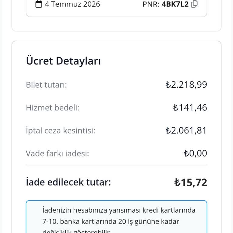 Ankara-Şanlıurfa Bilet İptalinde 2000 TL Ceza Ve Yardımsız Müşteri Hizmetleri
