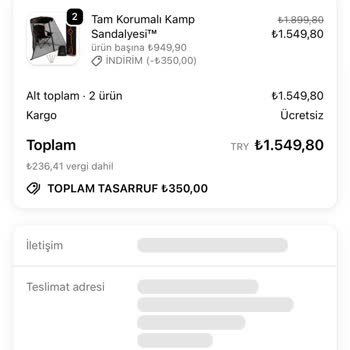 Teslim Edildiği Görünen Kamp Sandalyesi Elime Ulaşmadı