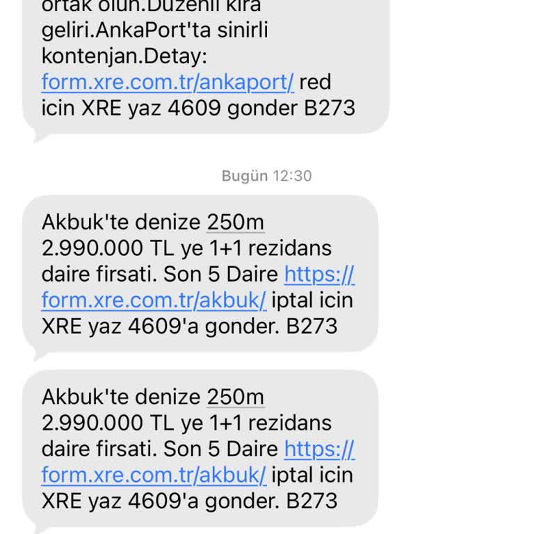 Xre Gayrimenkul Tanıtım SMS’leri Almaktayım