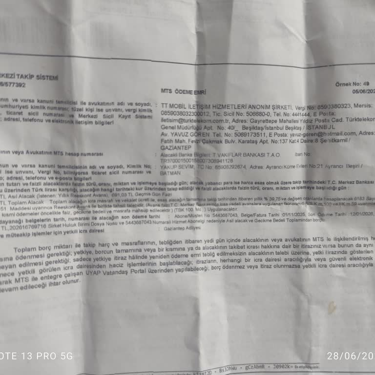 Açıklama Alınmayan 9 Bin TL Borç Ve Haciz Süreci