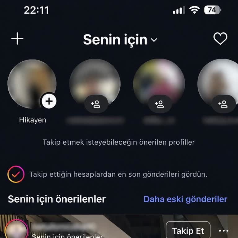 Instagram Hikayelerinde Takip Etmediğim Hesapların Öneri Olarak Çıkması