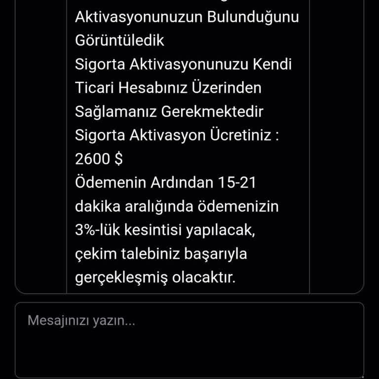 Global Borsa'da Çekim Talebimin Reddedilmesi Ve Sigorta Ücreti Şartı