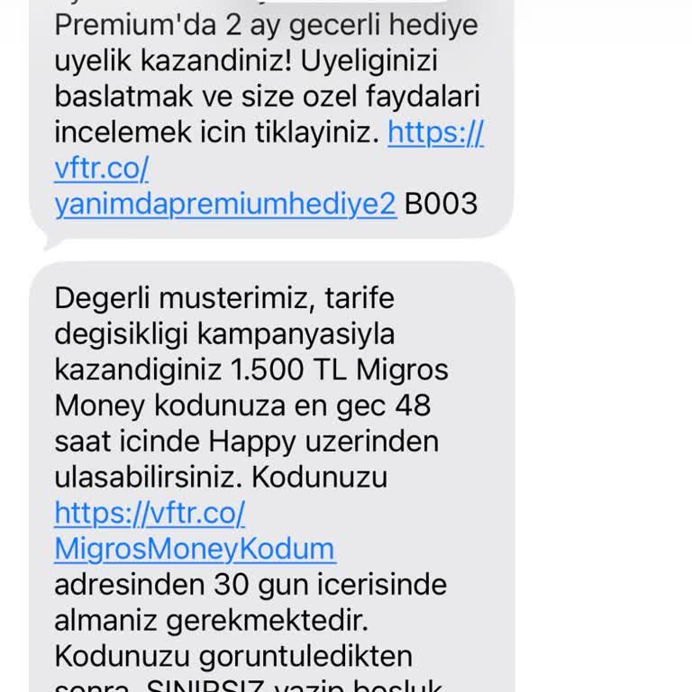 1500 TL Migros Hediye Çeki Tanımlanmadı