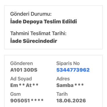 Kargo Sorunları Nedeniyle Sipariş Teslim Edilmedi Ve İade İşlemi Başlatıldı