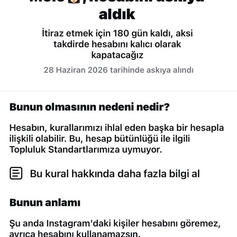 Instagram Hesabım Açıklama Olmadan Askıya Alındı, Açıklama Ve Geri Dönüş İstiyorum