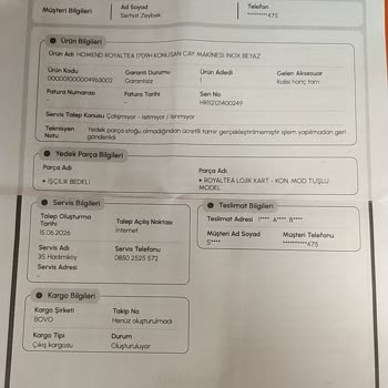 Garanti Süresi Dolduğunda Ücretli Tamir Ve İzin Almadan Kargo Uygulaması Tutarsız