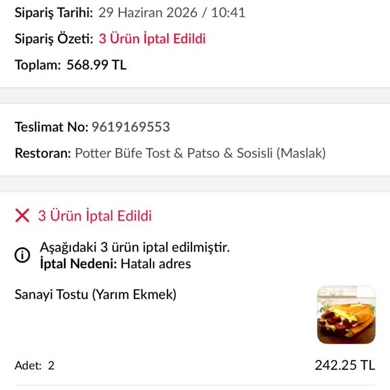 Teslim Edilmeyen Sipariş Ve Çelişkili İptal Açıklaması İçin Ücret İadesi Talebi