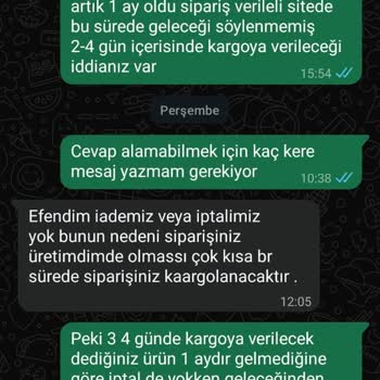 Bir Aylık Gecikme Sonrası Sipariş Gönderilmedi Ve İade Bekleniyor
