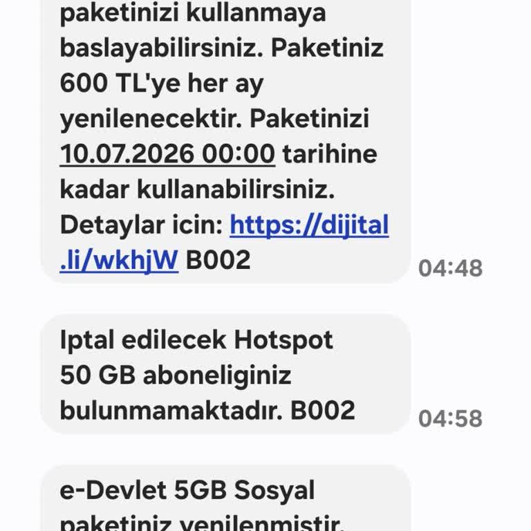 Yanlışlıkla Satın Alınan 50 GB Hotspot Paketi İptali