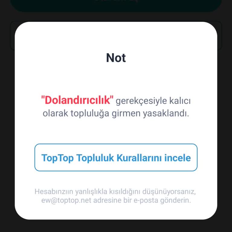Toptop Haksız Yere Verilen Banın Kaldırılması