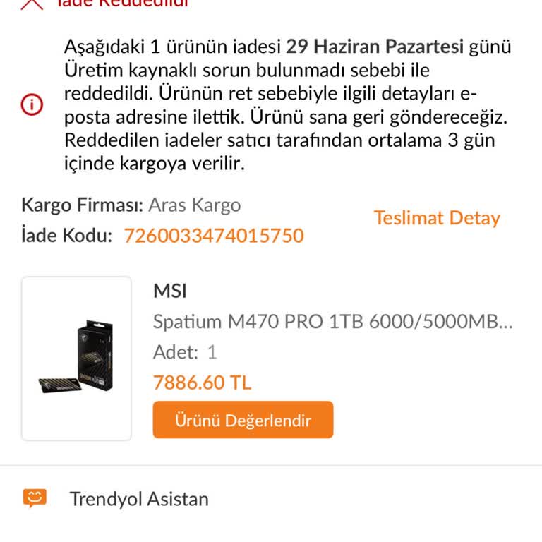 Arızalı SSD İçin Haksız Kullanıcı Hatası Kararı Ve Tam İade Talebi