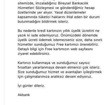 Yıllık Kart Ücreti İadesi Ve Verilen Sözün Tutulmaması
