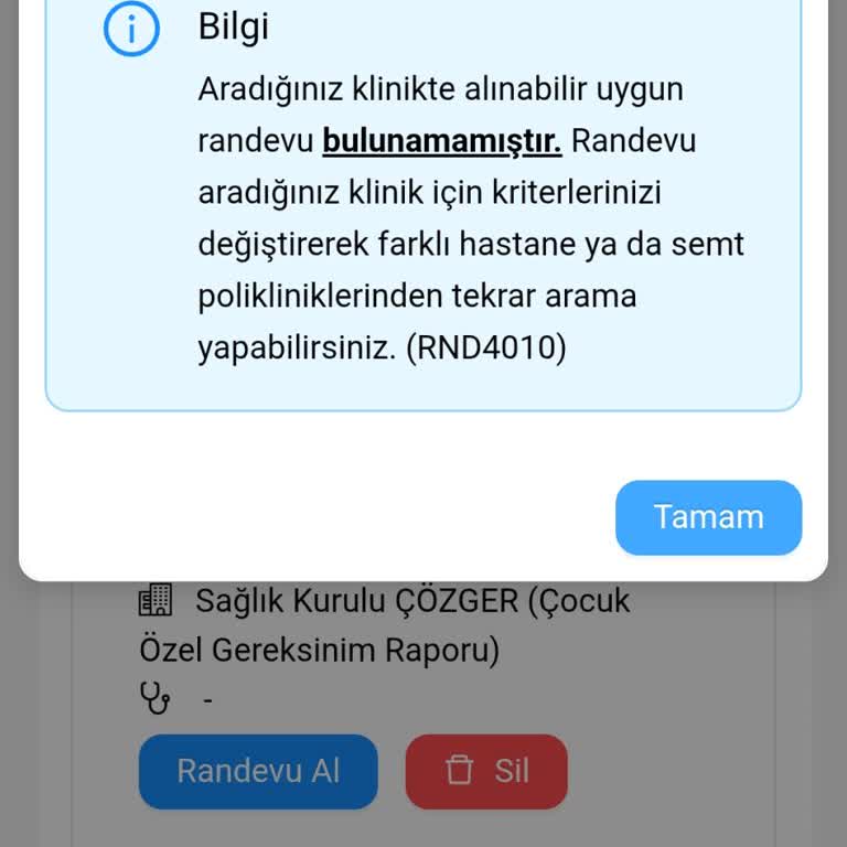 Kayseri Şehir Hastanesi'nde Çözger Rapor Yenileme Randevu Alınamıyor