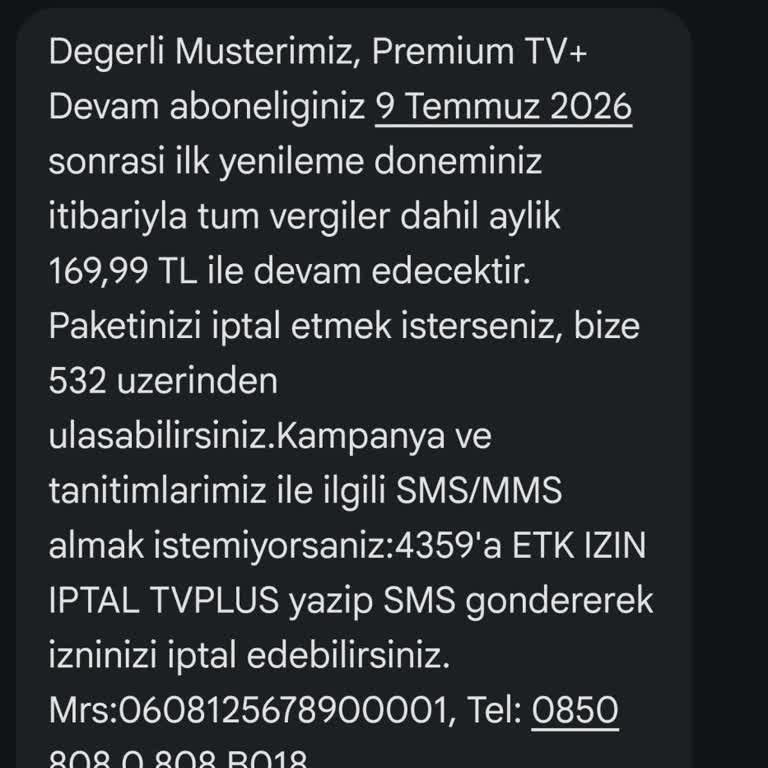 İzinim Olmadan TV+ Paket Uzatımı Ve Sürekli Ücretlendirme Şikayeti