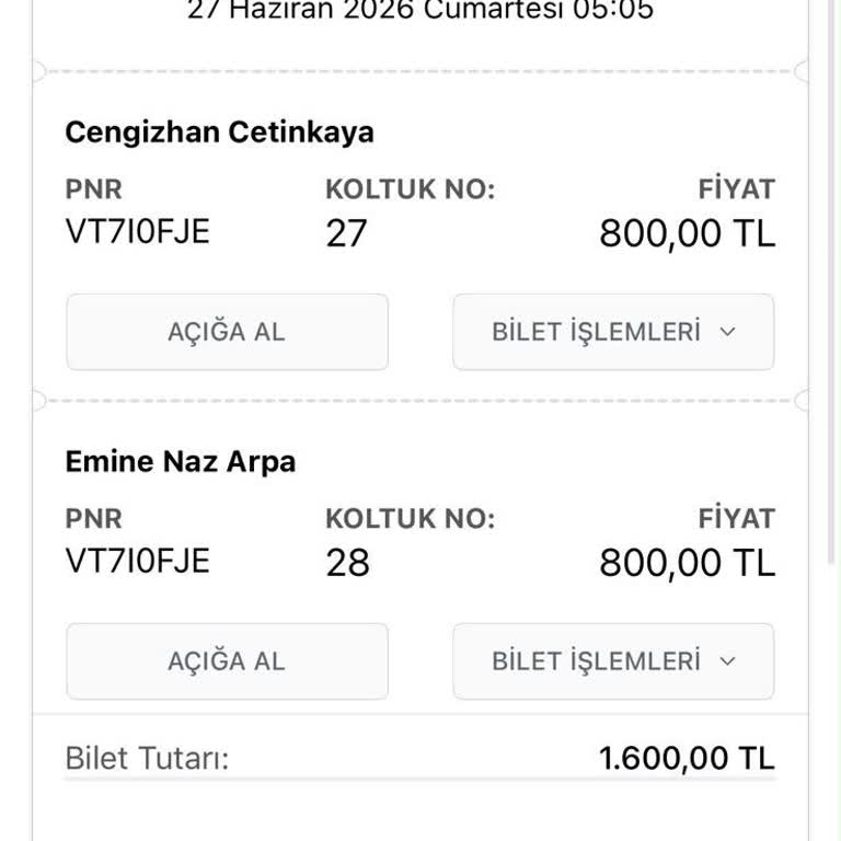 Varan Turizm Ve Obilet'in Ertelenen Seferde Bilgilendirme Hatası Nedeniyle 1600 TL İade Talebi