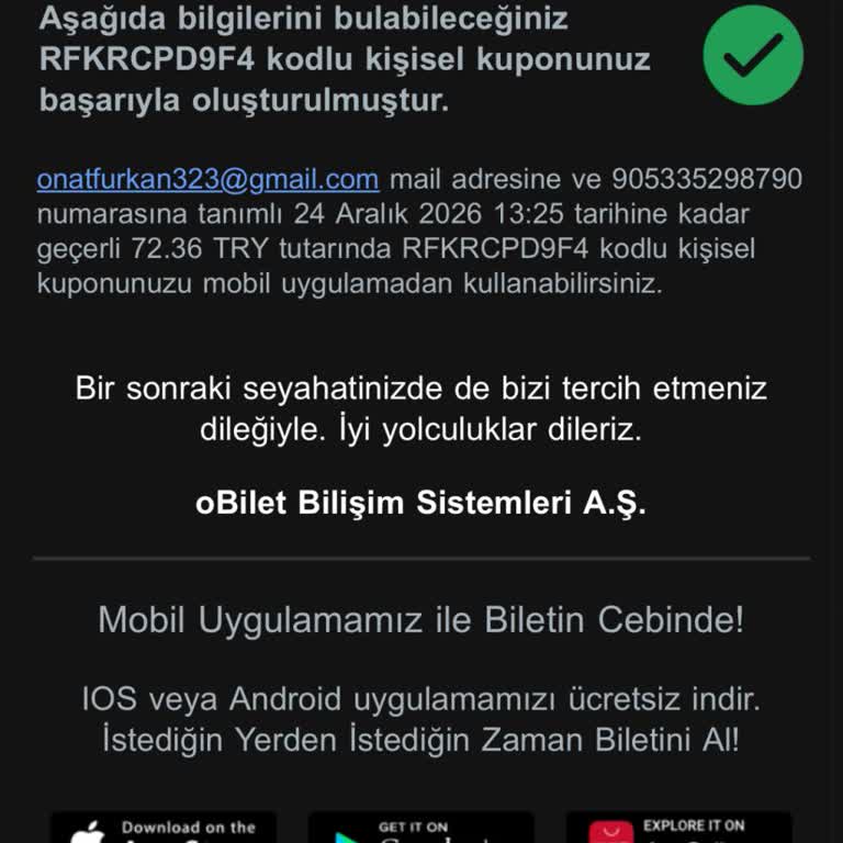 Obilet'te 4.000 TL Bilet İçin 74 TL Kupon Kesintisi Ve Çözüm Bulamama
