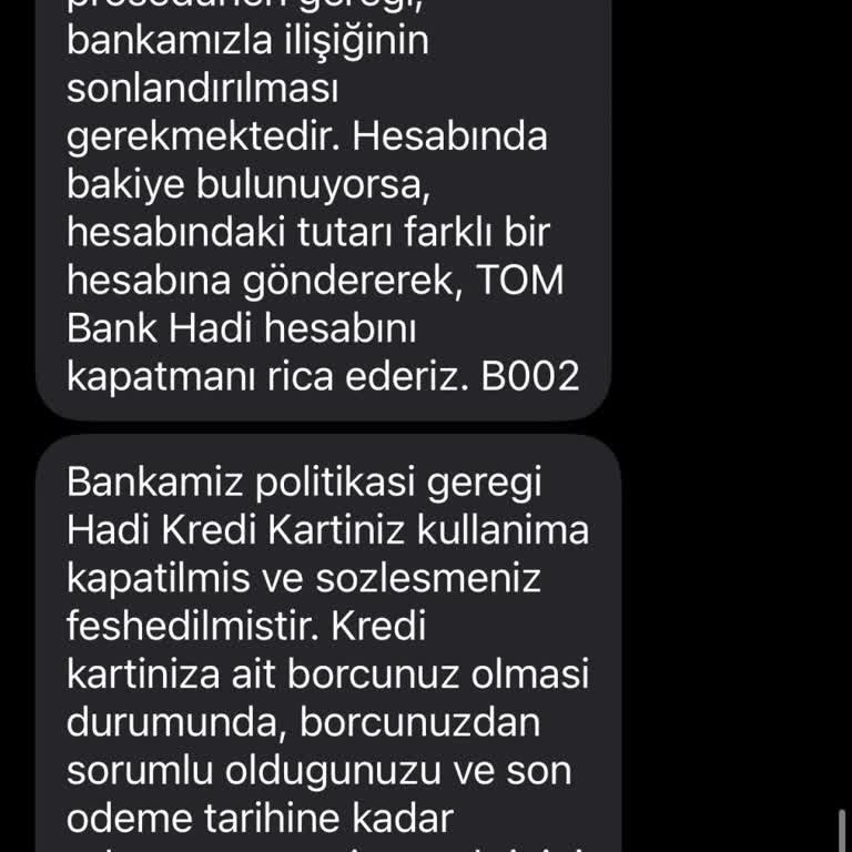 Açıklama Yapılmadan Kredi Kartım Kapatıldı Ve Açılmasını İstiyorum