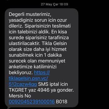 Yanlış Gelen Sipariş Ve Yetersiz 150 TL’lik Telafi Teklifi