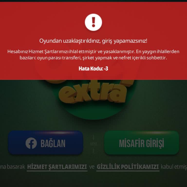 Okey Extra Hesabımın Uzaklaştırılması Nedeni Hakkında Açıklama Ve Açma Talebi