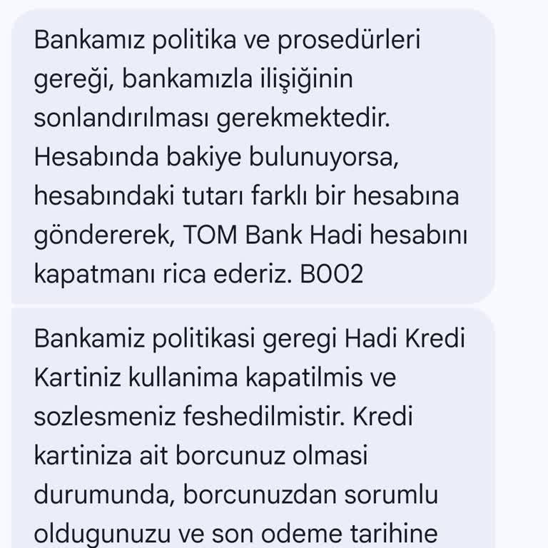 Ön Bilgilendirme Olmadan Hesap Ve Kartların Kapatılması