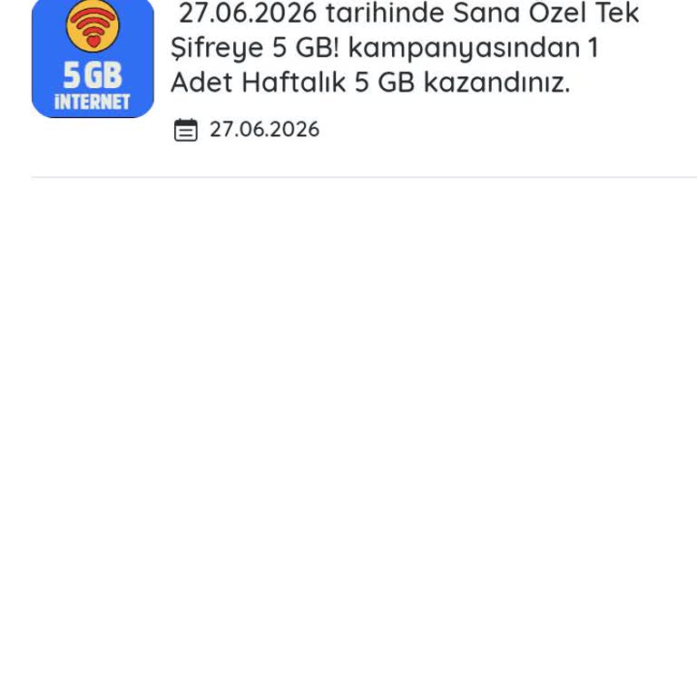 KazandiRio Ve Vodafone'dan 5 GB İnternet Paketi Hattıma Eklenmedi