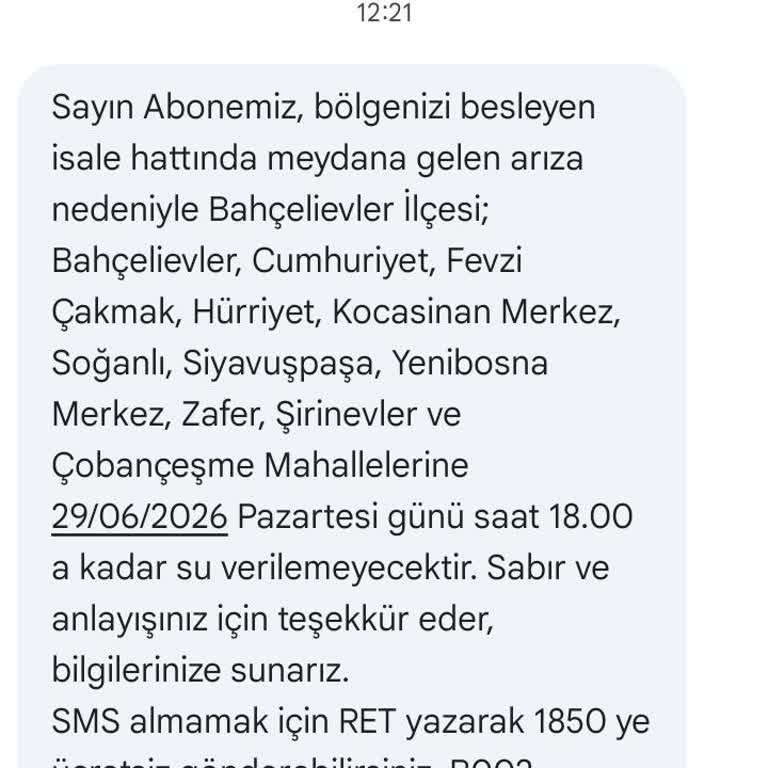 İSKİ'nin Bahçelievler'de 7 Saatlik Su Kesintisi Planlanan Saate Ulaşmadı