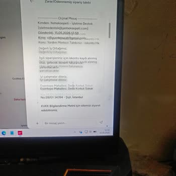 Yemeksepeti İptal Siparişleri İçin 2500 TL Ödeme Yapılmadı