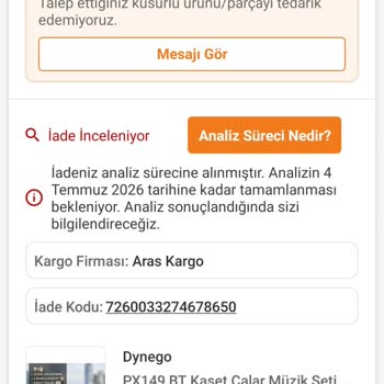 Arızalı Teyp Ürünü İçin Uzayan İade Süreci Ve Geri Ödeme Sorunu