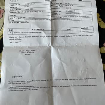 Nöroloji Polikliniğinde Rapor Hatası Ve İlaçın Temininde Mağduriyet