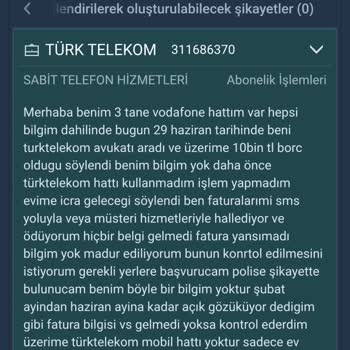 İzinsiz Açılan Mobil Hat Ve Yüksek Borç İptali Talebi