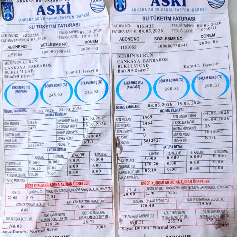 Aynı Tüketim İçin Faturalar Arasında 342 TL Fark - Yanlış Su Faturalandırması