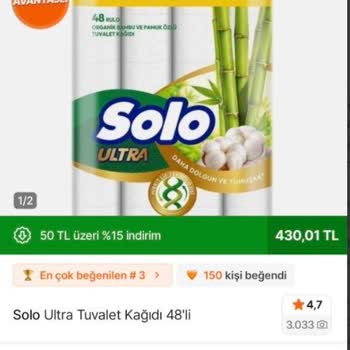 Ultra Tuvalet Kağıdı İlanı İle Gelen Ürün Uyuşmuyor