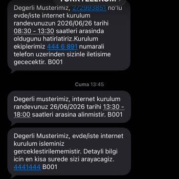 Türk Telekom Habersiz Randevu Değişikliği Ve Kurulum İptali Şikayeti