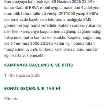 Garanti BBVA Kampanya Şartları Açıklanmadığı İçin Bonus Reddi