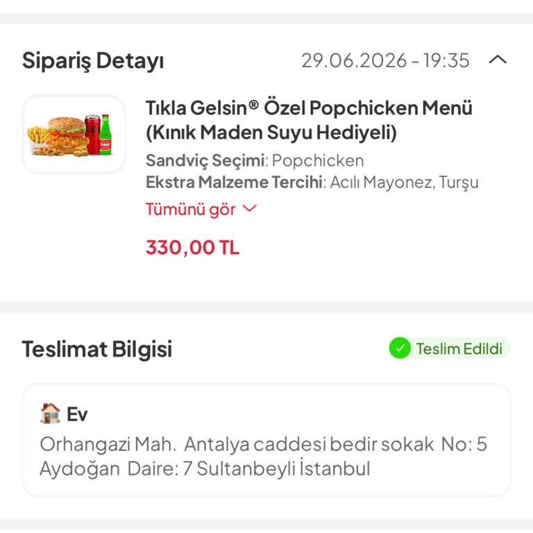 Teslim Edildi Deyip Gösterilen Popeyes Siparişi Hâlâ Elime Ulaşmadı