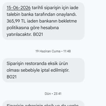 GetirYemek Tekrarlanan Adres Uyuşmazlığı Ve İade Yapılmayan Sipariş İptalleri