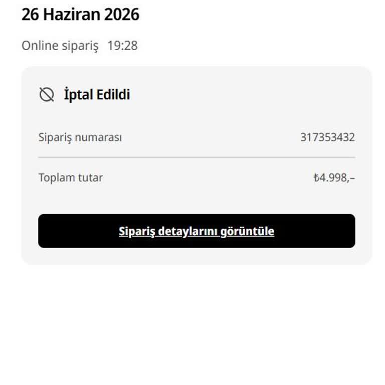 Bilgi Dışı Sipariş İptali Ve Tekrar Gönderim Talebi
