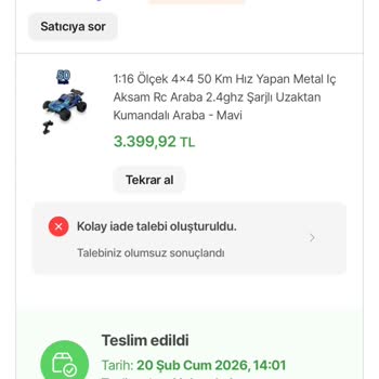 Garanti Kapsamındaki RC Araba Arızası Satıcı Tarafından Süre İddiası İle Reddedildi
