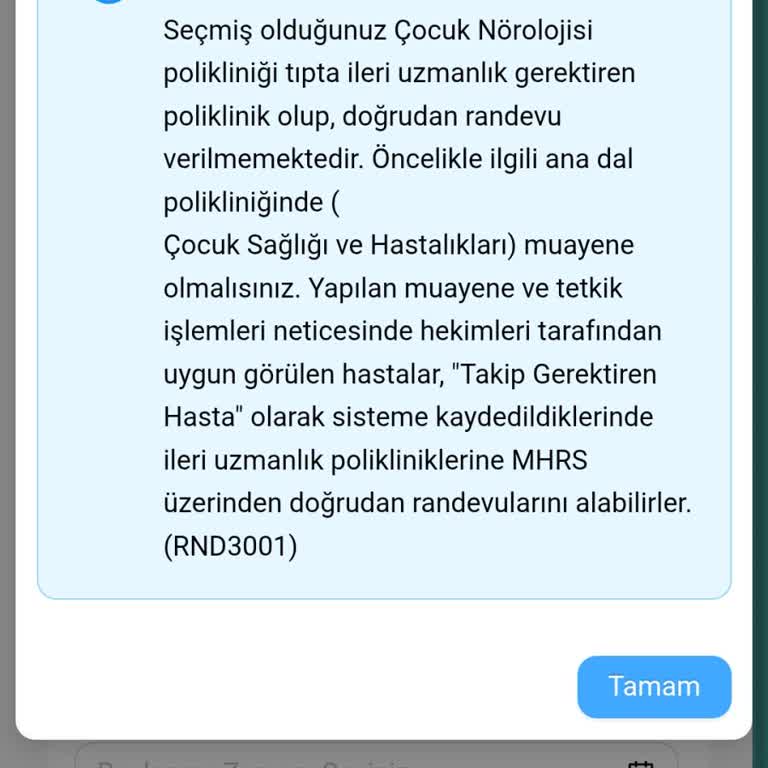 Bilkent Şehir Hastanesi Çocuk Nörolojisi'nde Randevu Süresi Aşımı Ve Cevapsızlık