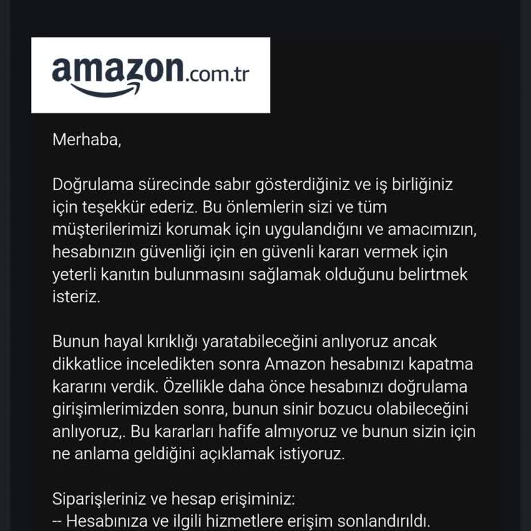 Amazon Türkiye Hesabım Açıklama Olmadan Kapatıldı, Sipariş Ve Bakiye İadesi Yapılmadı