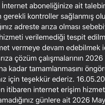 Altyapı Arızası Nedeniyle İki Aylık İnternet Kesintisi Ve Telafi Talebi